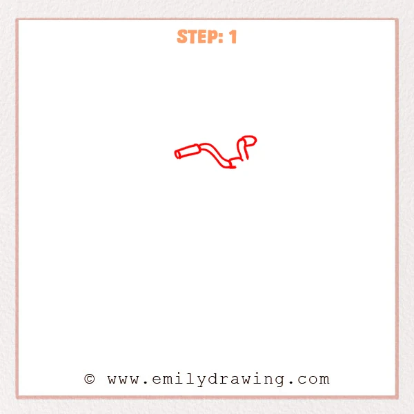 how to draw a cartoon motorcycle - Early sketch of a cartoon motorcycle handlebar with a grip, curved bar, and small mirror loop.